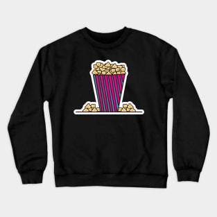 Popcorn In Popcorn Pack Sticker vector illustration. Movie cinema icon concept. Snack food. Big red blue strip box with popcorn sticker vector design with shadow. Crewneck Sweatshirt